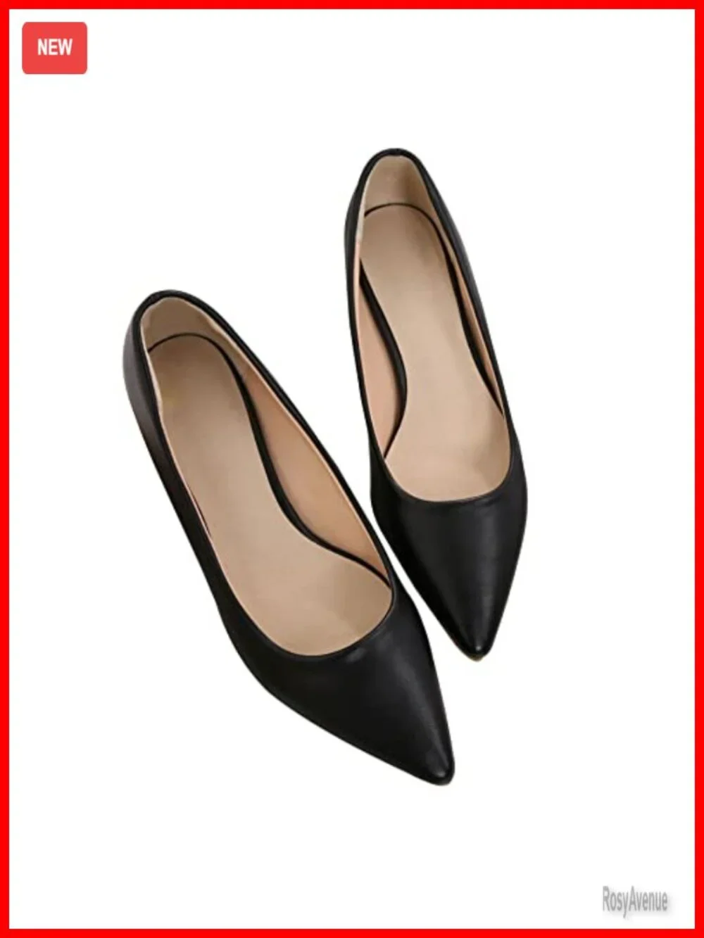 Classic 2-Inch Kitten Heel Pumps Faux Leather Memory Foam Work Heels